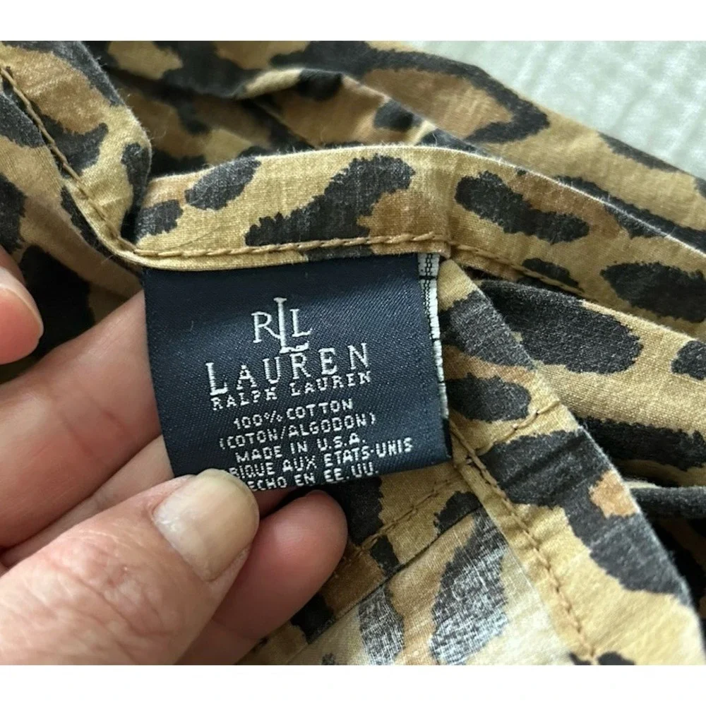 Ralph Lauren Aragon Leopard Guinevere Cotton Queen Size Flat Sheet Vintage
